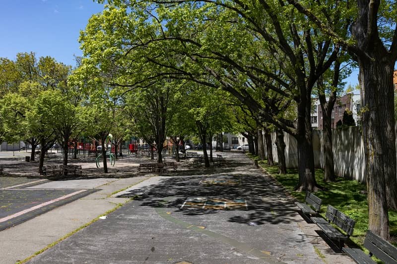 1251626081_Empty Hoyt Playground with Green Trees during Spring in Astoria Queens New York_Large-cm