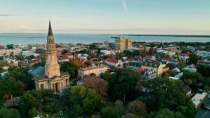 1363344155_Aerial View Over Rooftops of Charleston, South Carolina at Sunset_Medium-cm